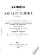 Memoria sobre la marina en Filipinas