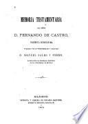 Memoria testamentaria del Señor D. Fernando de Castro, fallecido el 5 de mayo de 1874