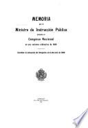 Memoria y cuenta que el Ministro de Educación presenta al Congreso Nacional de la República de Venezuela