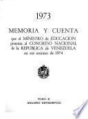 Memoria y cuenta que el Ministro de Educación presenta al Congreso Nacional de la República de Venezuela