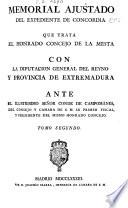 Memorial ajustado del expediente de concordia que trata el honrado Concejo de la Mesta con la Diputación General del Reyno y Provincia de Extremadura...