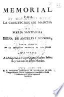Memorial por la concepcion sin mancha de Maria Santissima, etc