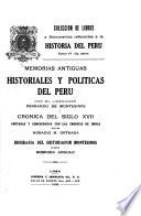 Memorias antiguas historiales y políticas del Perú