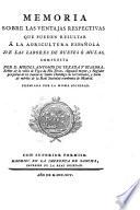 Memorias sobre las ventajas respectivas que pueden resultar a la agricultura española de las labores de bueyes y mulas