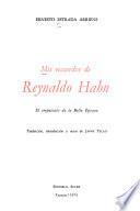 Mis recuerdos de Reynaldo Hahn