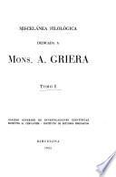 Miscelánea filológica dedicada a Mons. A. Griera