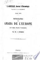 Monographie des Amara de l'Europe et des pays voisins