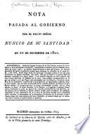 Nota pasada al gobierno por el Excmo. señor Nuncio de Su Santidad en 20 de noviembre de 1822
