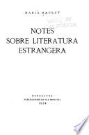 Notes sobre literatura estrangera