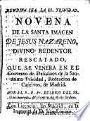 Novena de la Santa imagen de Jesus Nazareno, divino redentor rescatado ...