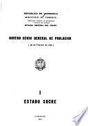 Noveno censo general de poblacion, 26 de febrero de 1961: Estado Sucre