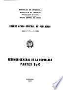 Noveno censo general de población: Resumen general de la republica partes b y c