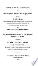 Obras postumas poeticas con una egloga ... y dos memorias premiada por la real sociedad economica de Madrdid. El romancero con un apendice y otras varias composiciones poeticas con algunas traduciones al ingles.