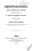 Observaciones del tránsito de Vénus hechas en el Japon par la Comisión Astronómica Mexicana