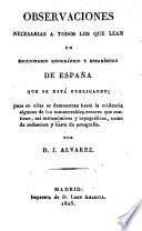 Observaciones necesarias a todos los que lean un diccionario geográfico y estadístico de España que se está publicando