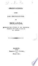 Observaciones sobre los emprestitos de Holanda