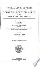 Official List of Officers of the Officers' Reserve Corps of the Army of the United States ...