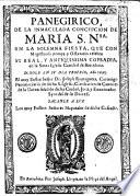 Panegirico, de la immaculada Concepcion de Maria S. Nra