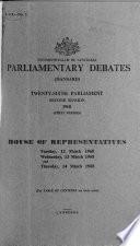 Parliamentary Debates, House of Representatives, Weekly Hansard