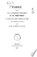 Parole dette dal R. Delegato scolastico co. cav. Tiberio Roberti in occasione della solenne distribuzione dei premj ai più meritevoli alunni delle scuole di disegno in Bassano