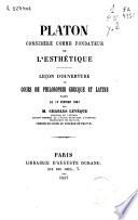 Platon considéré comme fondateur de l'Esthétique