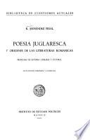 Poesía juglaresca y orígenes de las literaturas románicas