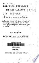 Política peculiar de Buonaparte en quanto a la religión católica