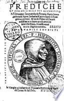 Prediche del Reverendo Padre Fra Girolamo Savonarola