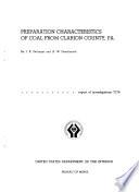 Preparation Characteristics of Coal from Clarion County, Pa
