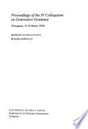 Proceedings of the IV Colloquium on Generative Grammar