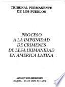 Proceso a la impunidad de crimenes de lesa humanidad en América Latina