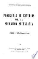 Programa de estudios para la educación secundaria, ciclo prevocacional