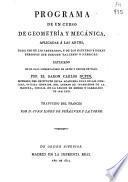 Programa de un curso de geometría y mecánica, aplicadas á las artes
