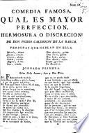 Qual es mayor perfección, hermosura o discreción