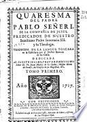 Quaresma del padre Pablo Señeri, de la Compañia de Jesus ...