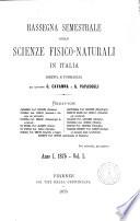 Rassegna semestrale delle scienze fisico-naturali in Italia