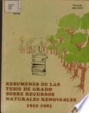 re4sumenes de las tesis de grado sobre recursos naturaes renovables
