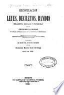 Recopilación de leyes, decretos, bandos, reglamentos, circulares y providencias de los supremos poderes y otras autoridades de la Republica Mexicana