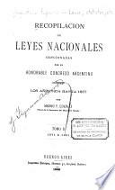 Recopilación de leyes nacionales sancionadas por el honorable congreso argentino