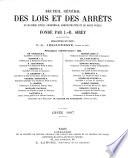 Recueil général des lois et des arrêts