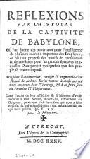 Reflexions sur l'histoire de la captivité de Babylone,