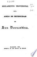 Reglamento provisional del Asilo de Mendicidad de San Bernardino