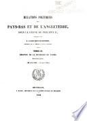 Relations politiques des Pays-Bas et de l'Angleterre, sous le règne de Philippe II