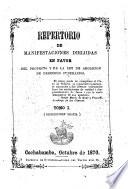 Repertorio de manifestaciones dirigidas en favor del proyecto y de la ley de abolición de derechos funerarios