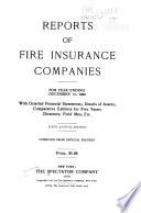Reports of Fire Insurance Companies for Year Ending December 31