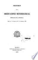 Resúmen de las observaciones meteorológicas efectuadas en la península