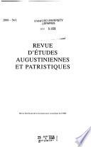 Revue d'études augustiniennes et patristiques
