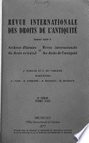 Revue internationale des droits de l'antiquité