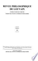 Revue philosophique de Louvain