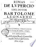 Rimas de Lupercio : del dotor Bartolome Leonardo de Argensola